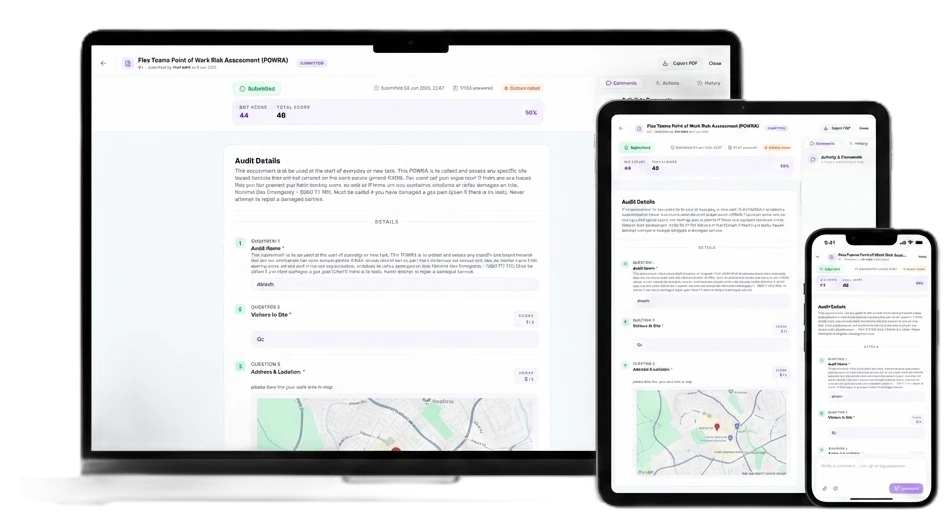 Valid Compliance risk assessment displayed across desktop, tablet and mobile devices.