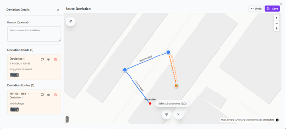 Configurable route-deviation workflow in Valid Fibre