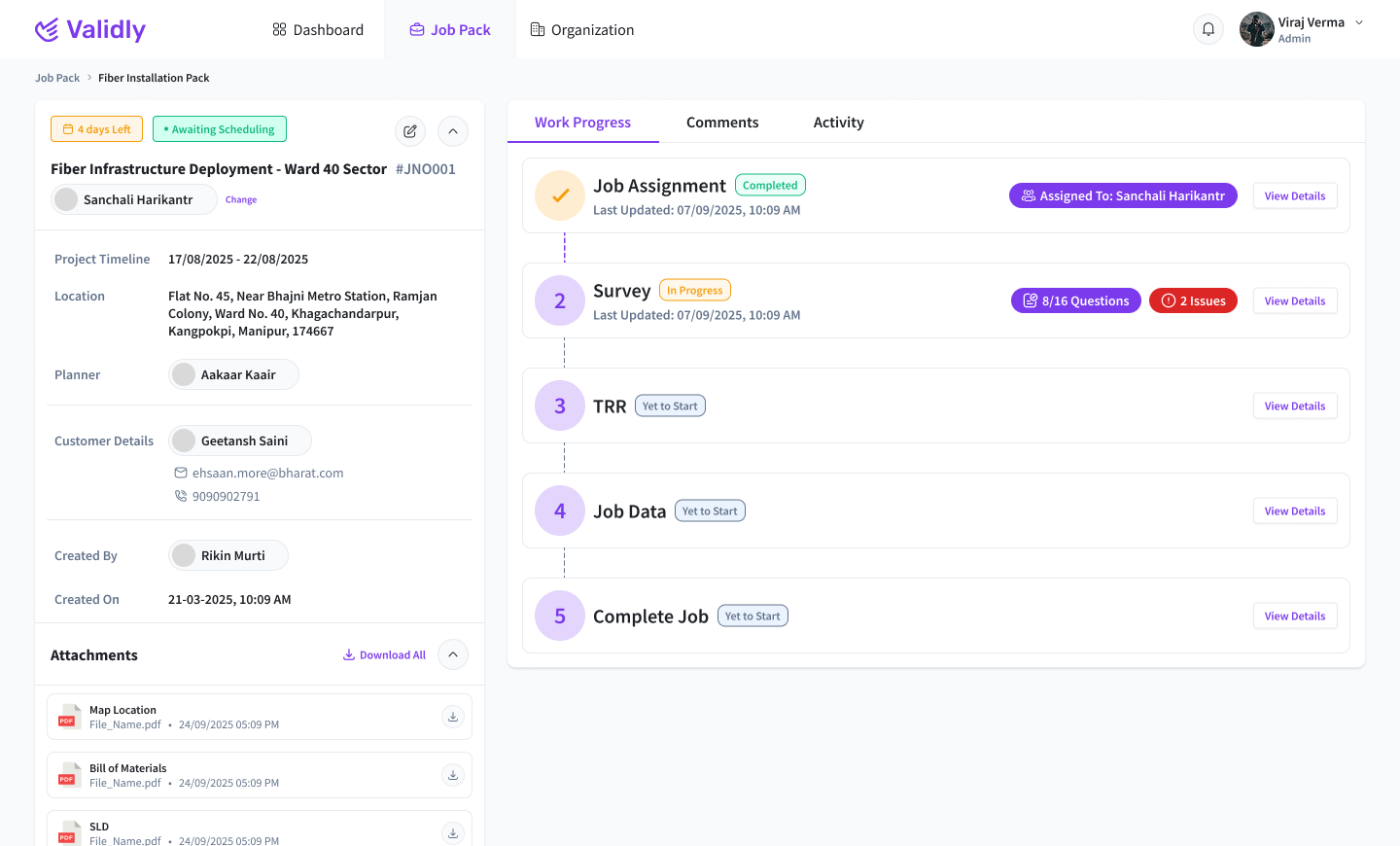 Valid Optics Platform Dashboard
